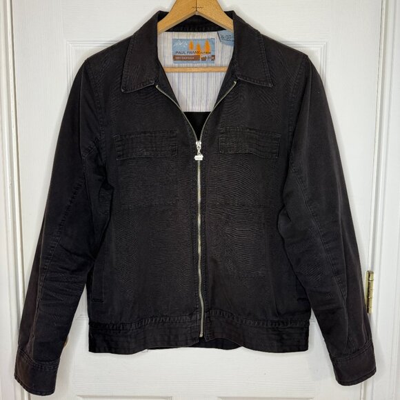 Paul Frank Bomber Utility Jacket Black Cotton Lightweight Full Zip Size Large - Picture 7 of 7